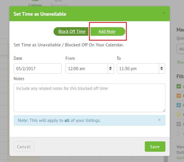 Repeatable Notes on Your Calendar Support